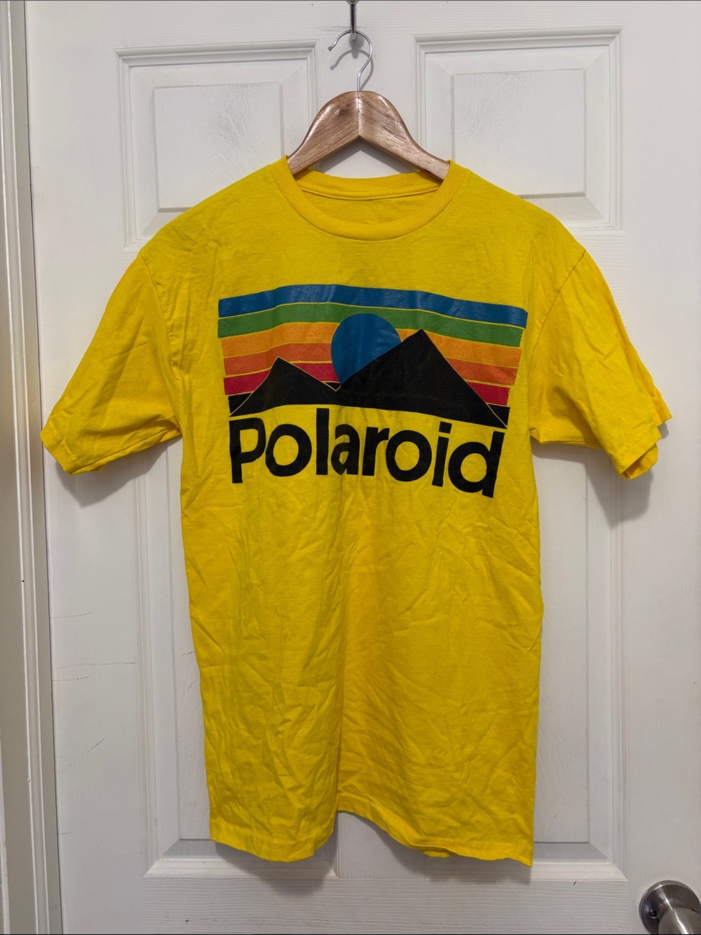 Polaroid Yellow Retro Rainbow Graphic Tee